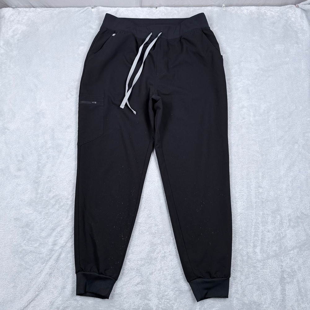 FIGS HW Zamora Jogger Scrub Pants Women XL Black High Waisted Cargo Pocket Nurse